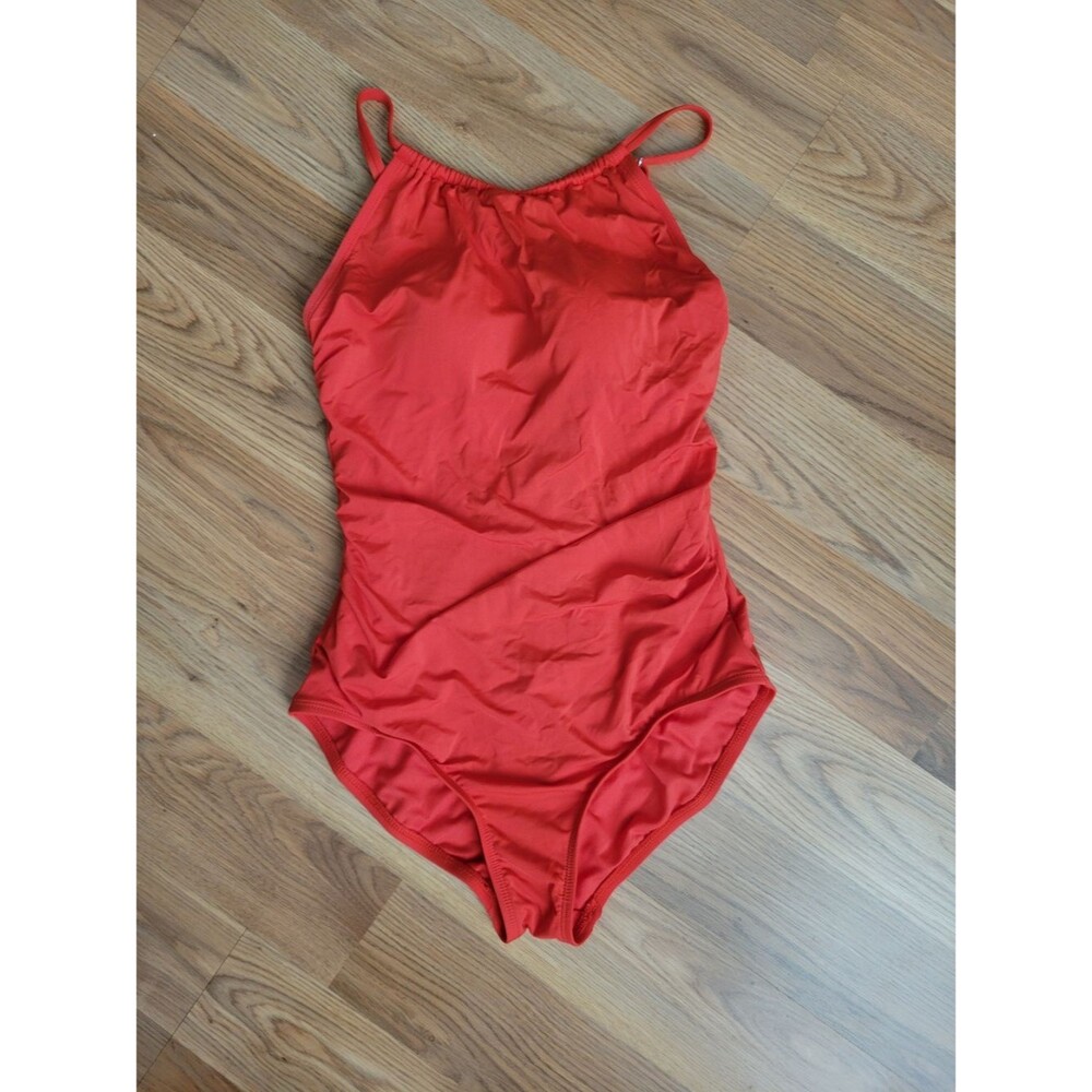 Jantzen High-Neck One-Piece Swimsuit in Vibrant Red